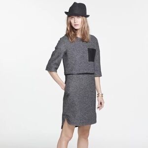 Madewell Short Tunic Dress Dark‎ Grey with Black Leather Brest Pocket Size Small